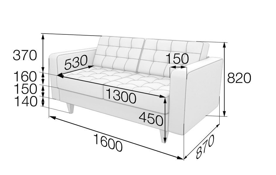 Диван 2 метра размеры